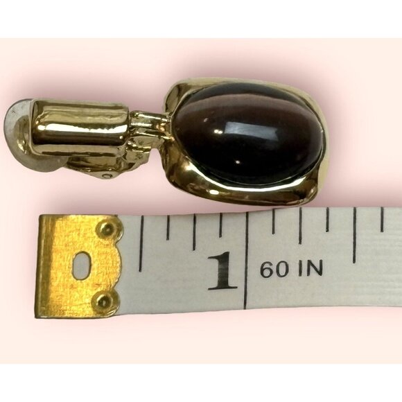 Vintage St. John Gold Plated Door Knocker Moon glow Dangle Clip-on Earrings - Picture 6 of 6